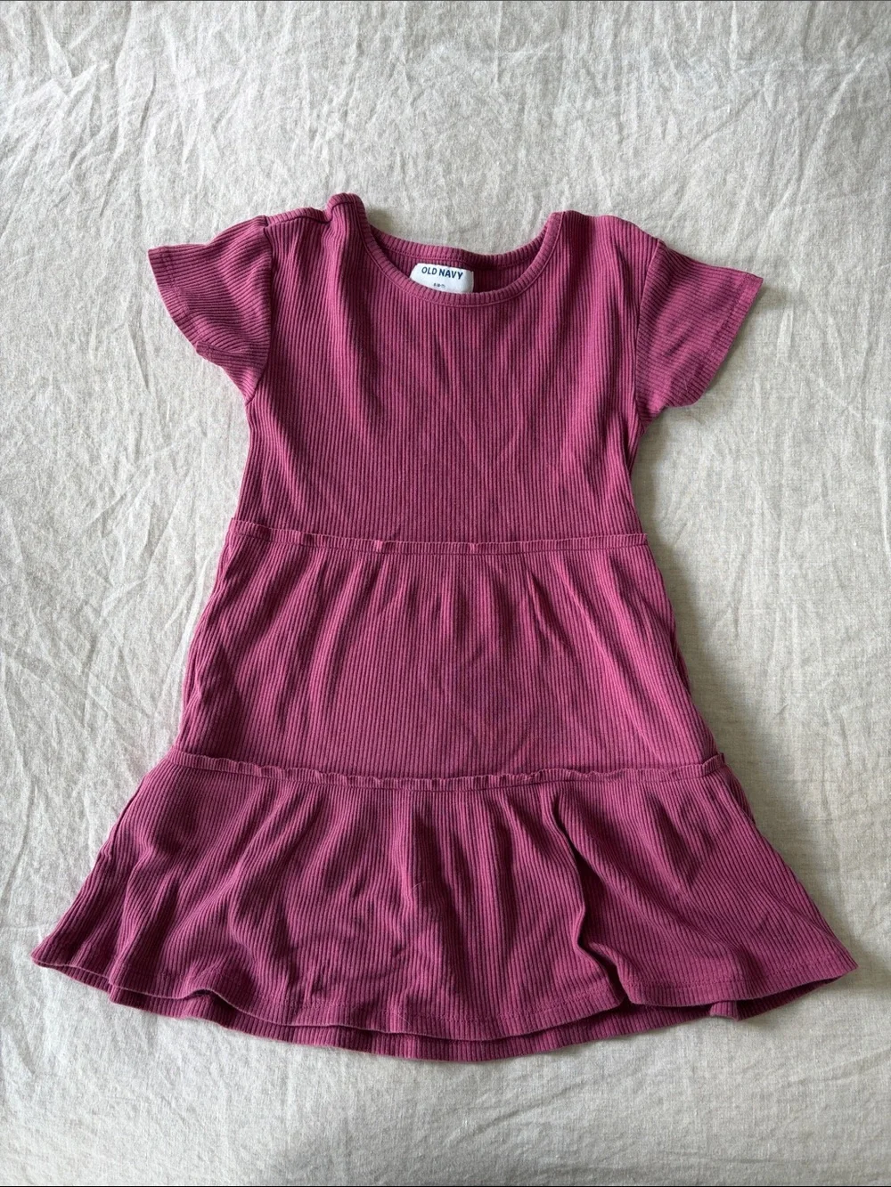 Old Navy Girls Short Sleeve Ribbed Dress - Dusty Rose